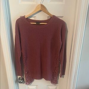 Women's Mauve Sweater with Fringe Detail